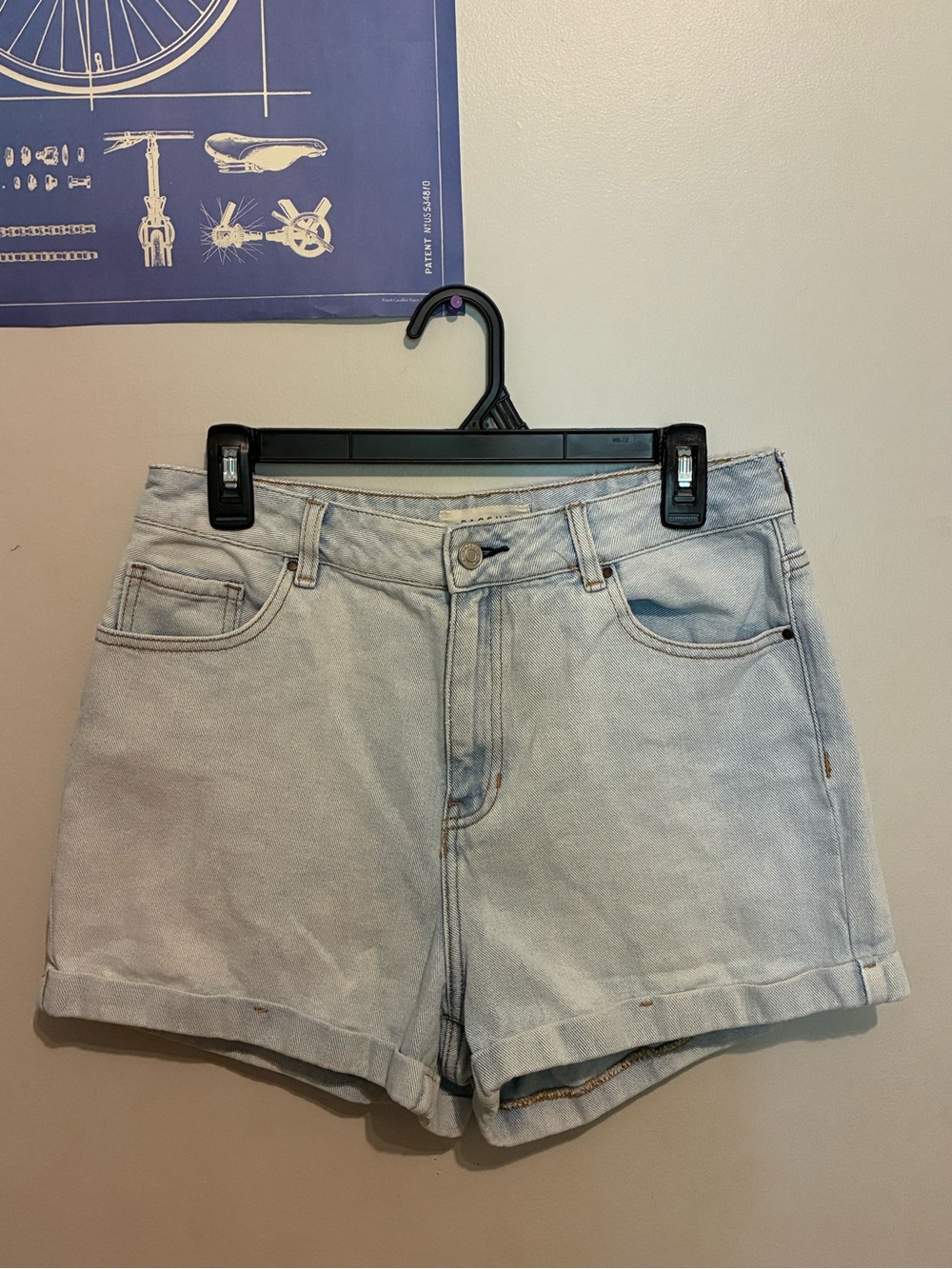 PacSun Light Blue High-Rise Rolled Hem Denim Shorts